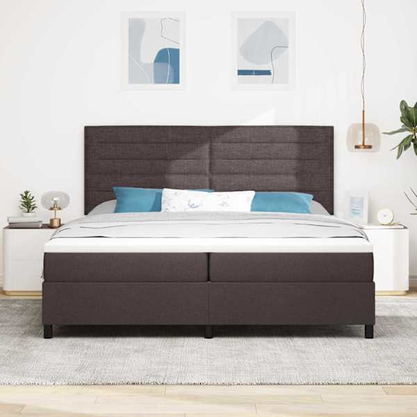 Kontinentaalvoodi koos 2 madratsiga, tumepruun, 200 × 200 cm, kangas — mudel 3339339