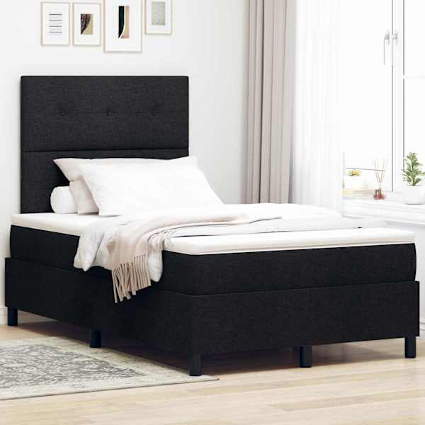 Kontinentaalvoodi koos madratsiga, must, 120 × 200 cm, kangas — mudel 3339380