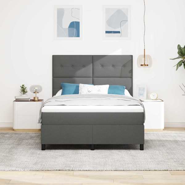 Kontinentaalvoodi koos madratsiga, tumehall, 140 × 190 cm, kangas — mudel 3339386