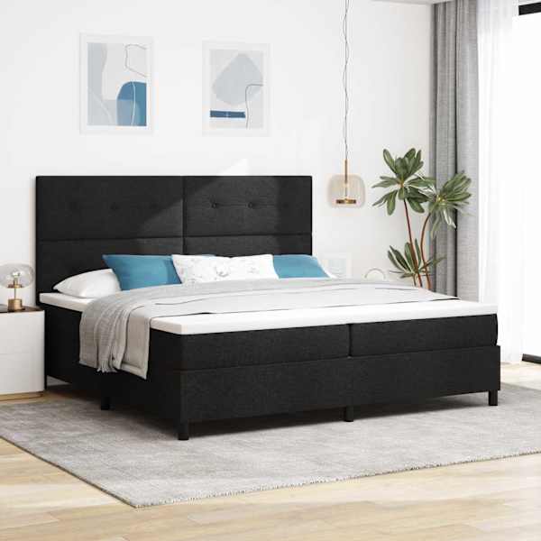 Kontinentaalvoodi koos 2 madratsiga, must, 200 × 200 cm, kangas — mudel 3339415