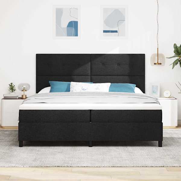 Kontinentaalvoodi koos 2 madratsiga, must, 200 × 200 cm, kangas — mudel 3339415