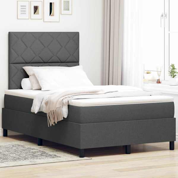 Kontinentaalvoodi koos madratsiga, tumehall, 120 × 190 cm, kangas — mudel 3339449