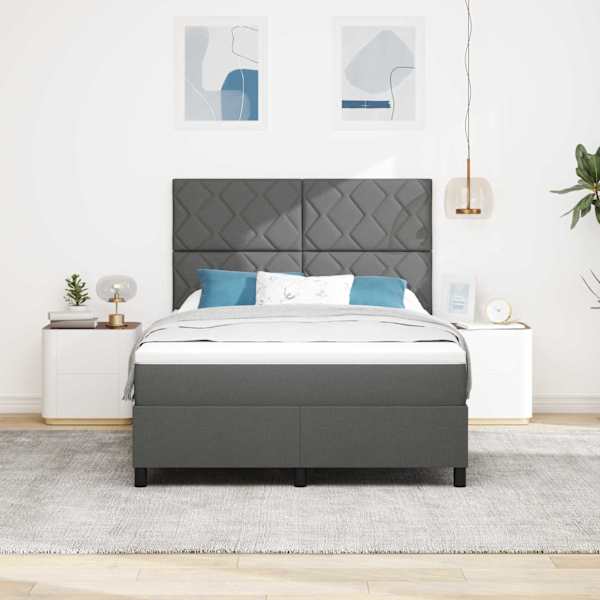 Kontinentaalvoodi koos madratsiga, tumehall, 140 × 190 cm, kangas — mudel 3339463