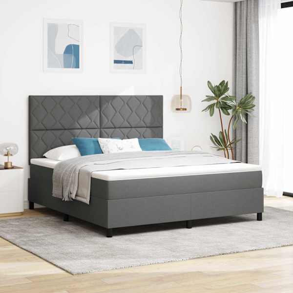 Kontinentaalvoodi koos madratsiga, tumehall, 180 × 200 cm, kangas — mudel 3339484