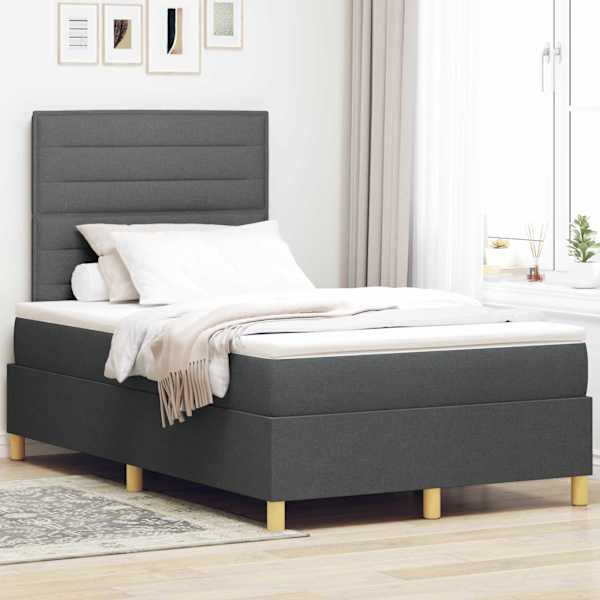 Kontinentaalvoodi koos madratsiga, tumehall, 120 × 190 cm, kangas — mudel 3339526