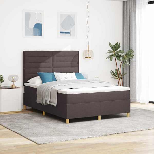 Kontinentaalvoodi koos madratsiga, tumepruun, 140 × 200 cm, kangas — mudel 3339549