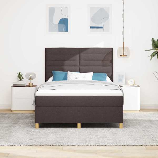 Kontinentaalvoodi koos madratsiga, tumepruun, 140 × 200 cm, kangas — mudel 3339549
