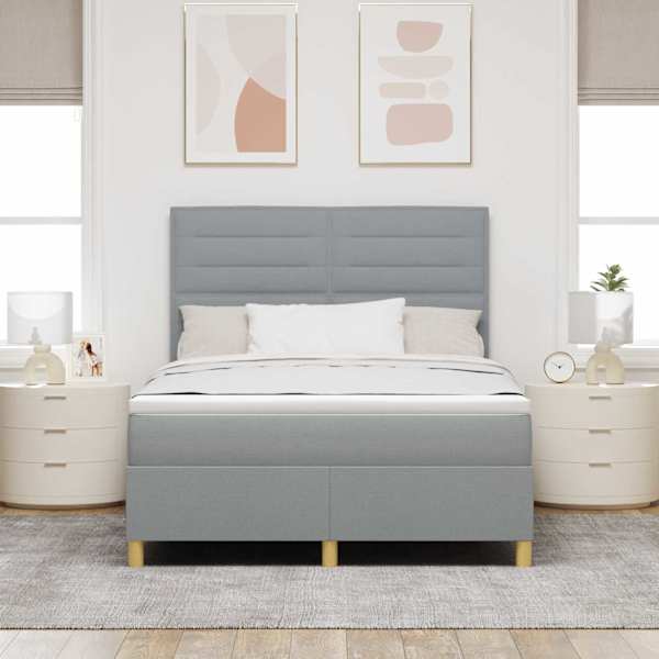 Kontinentaalvoodi koos madratsiga, helehall, 160 × 200 cm, kangas — mudel 3339553