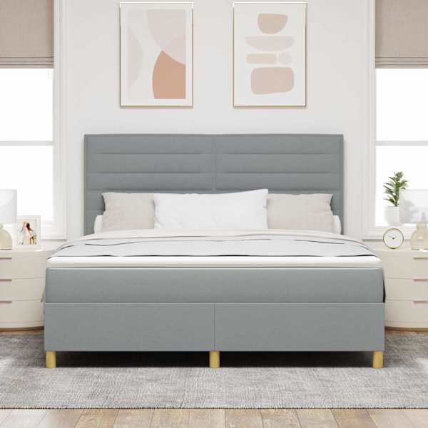 Kontinentaalvoodi koos madratsiga, helehall, 180 × 200 cm, kangas — mudel 3339560