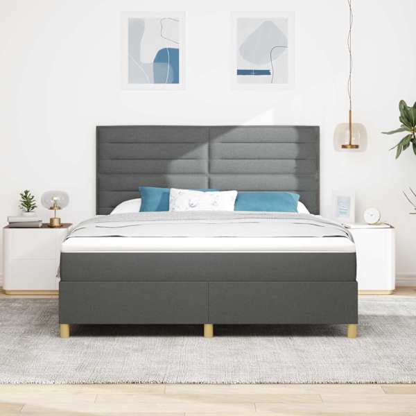 Kontinentaalvoodi koos madratsiga, tumehall, 180 × 200 cm, kangas — mudel 3339561