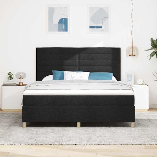 Kontinentaalvoodi koos madratsiga, must, 180 × 200 cm, kangas — mudel 3339562