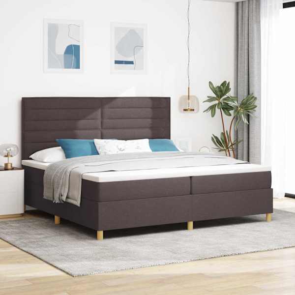 Kontinentaalvoodi koos 2 madratsiga, tumepruun, 200 × 200 cm, kangas — mudel 3339570