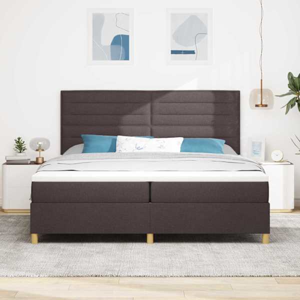 Kontinentaalvoodi koos 2 madratsiga, tumepruun, 200 × 200 cm, kangas — mudel 3339570