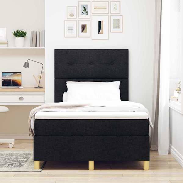 Kontinentaalvoodi koos madratsiga, must, 120 × 190 cm, kangas — mudel 3339604