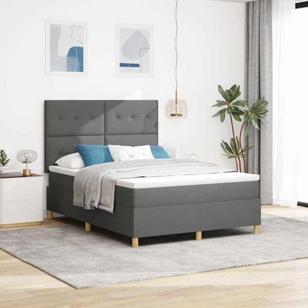 Kontinentaalvoodi koos madratsiga, tumehall, 140 × 200 cm, kangas — mudel 3339624