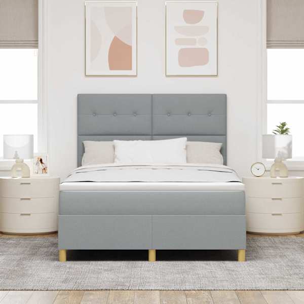 Kontinentaalvoodi koos madratsiga, helehall, 160 × 200 cm, kangas — mudel 3339630