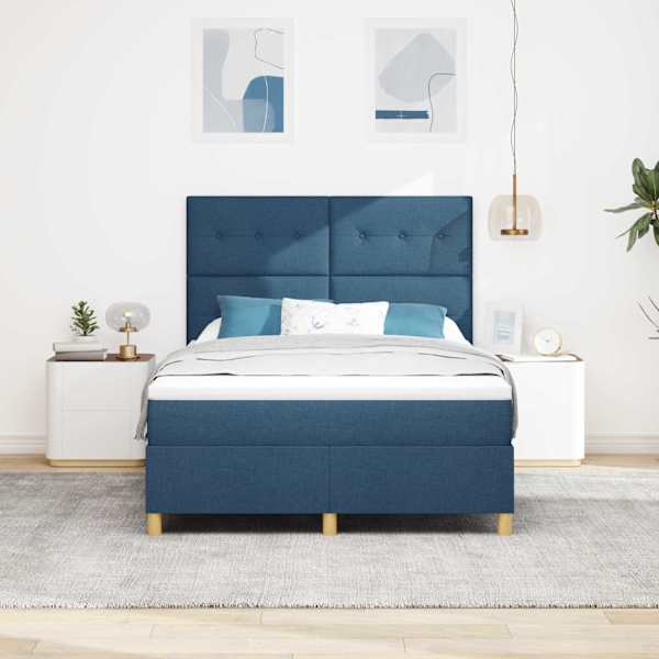 Kontinentaalvoodi koos madratsiga, sinine, 160 × 200 cm, kangas — mudel 3339636
