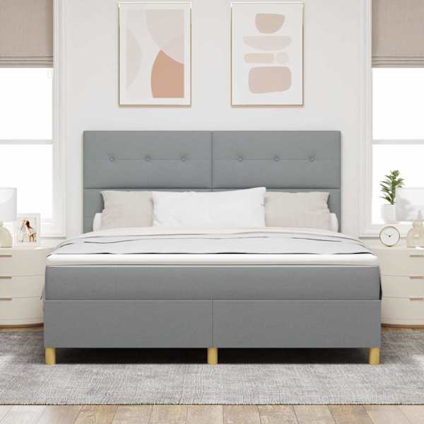 Kontinentaalvoodi koos madratsiga, helehall, 180 × 200 cm, kangas — mudel 3339637