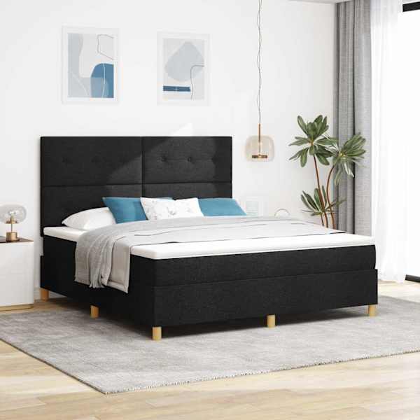 Kontinentaalvoodi koos madratsiga, must, 180 × 200 cm, kangas — mudel 3339639