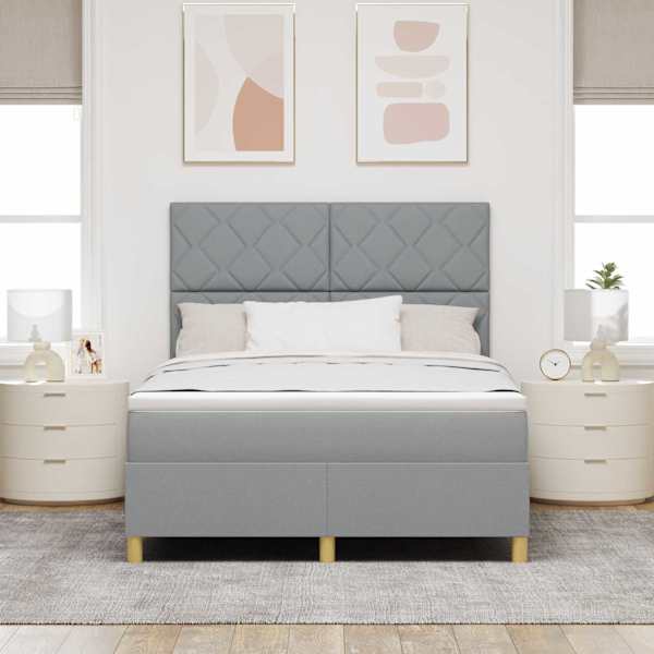 Kontinentaalvoodi koos madratsiga, helehall, 160 × 200 cm, kangas — mudel 3339707
