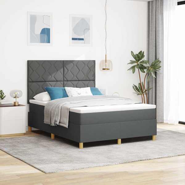 Kontinentaalvoodi koos madratsiga, tumehall, 160 × 200 cm, kangas — mudel 3339708
