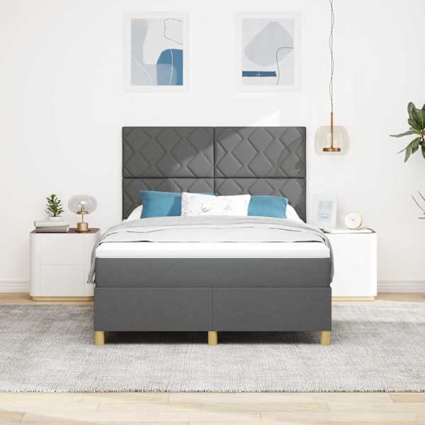Kontinentaalvoodi koos madratsiga, tumehall, 160 × 200 cm, kangas — mudel 3339708