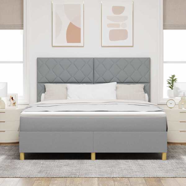 Kontinentaalvoodi koos madratsiga, helehall, 180 × 200 cm, kangas — mudel 3339714