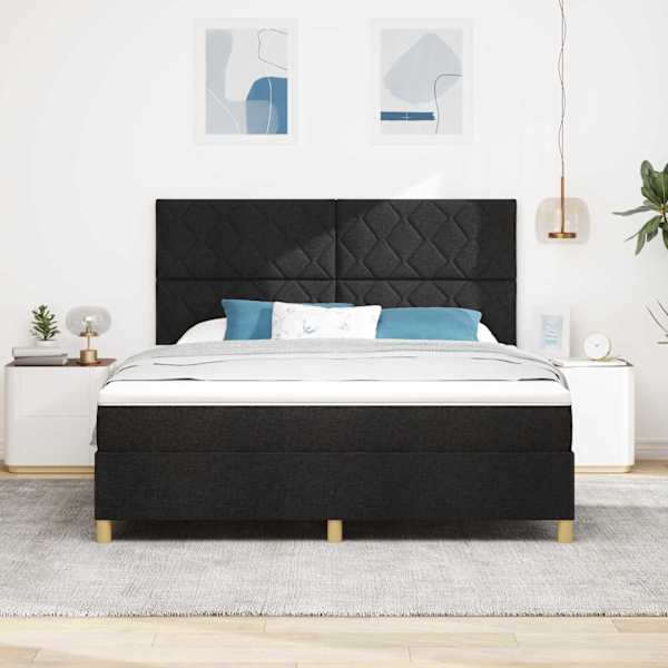 Kontinentaalvoodi koos madratsiga, must, 180 × 200 cm, kangas — mudel 3339716