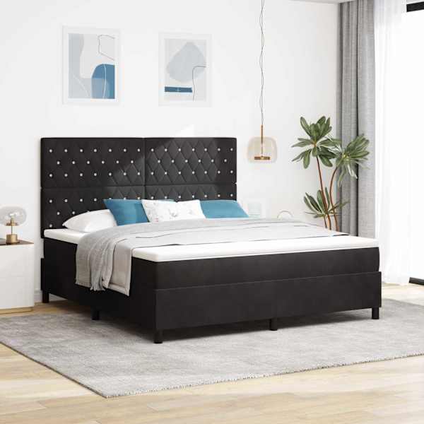 Kontinentaalvoodi koos madratsiga, must, 180 × 200 cm, samet — mudel 3339784