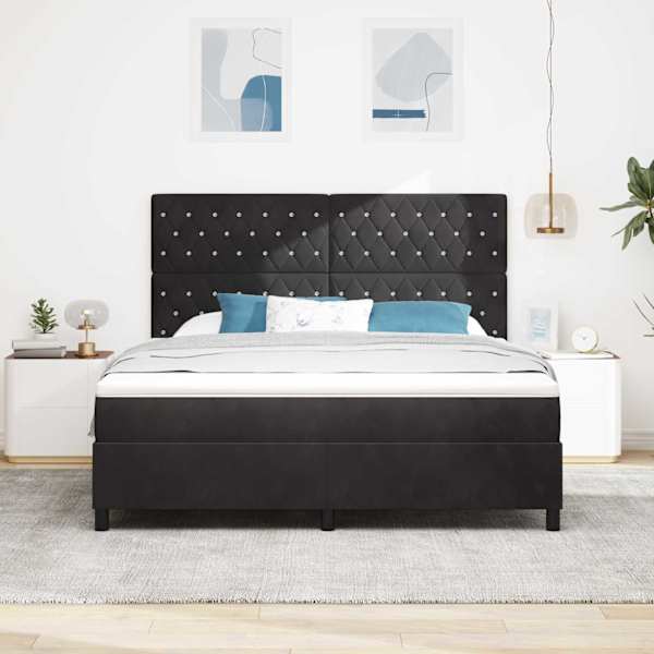 Kontinentaalvoodi koos madratsiga, must, 180 × 200 cm, samet — mudel 3339784