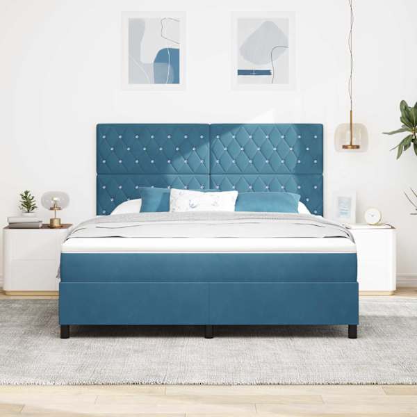 Kontinentaalvoodi koos madratsiga, tumesinine, 180 × 200 cm, samet — mudel 3339786