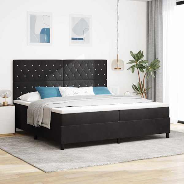 Kontinentaalvoodi koos madratsiga, must, 200 × 200 cm, samet — mudel 3339790