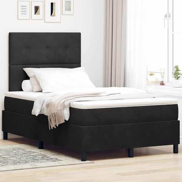 Kontinentaalvoodi koos madratsiga, must, 120 × 200 cm, samet — mudel 3339826
