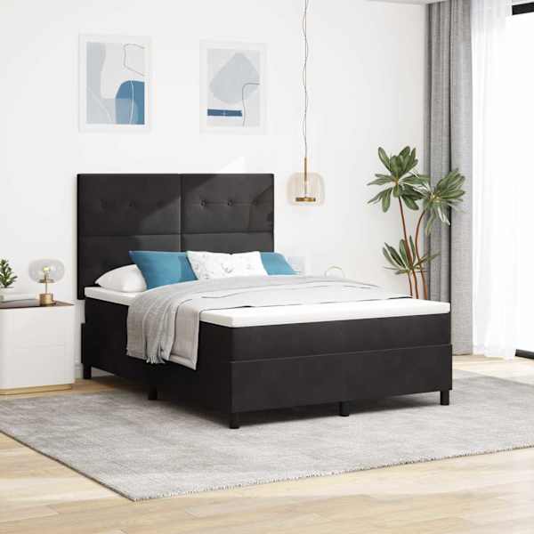 Kontinentaalvoodi koos madratsiga, must, 160 × 200 cm, samet — mudel 3339844