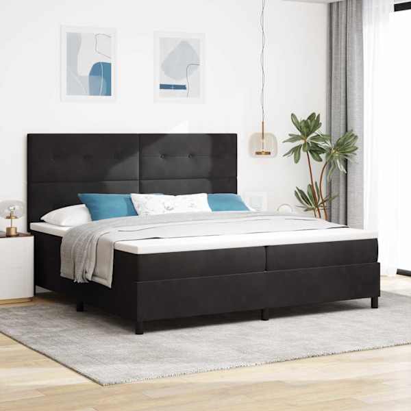 Kontinentaalvoodi koos madratsiga, must, 200 × 200 cm, samet — mudel 3339856