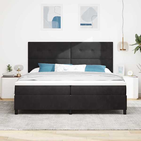 Kontinentaalvoodi koos madratsiga, must, 200 × 200 cm, samet — mudel 3339856