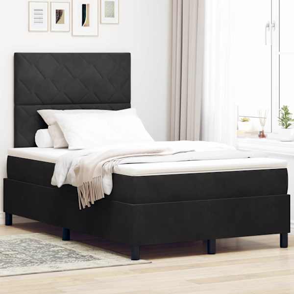 Kontinentaalvoodi koos madratsiga, must, 120 × 200 cm, samet — mudel 3339892