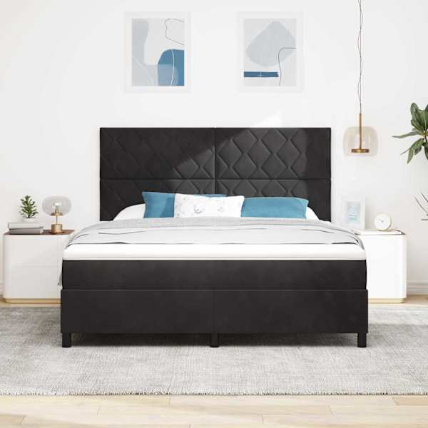 Kontinentaalvoodi koos madratsiga, must, 180 × 200 cm, samet — mudel 3339916