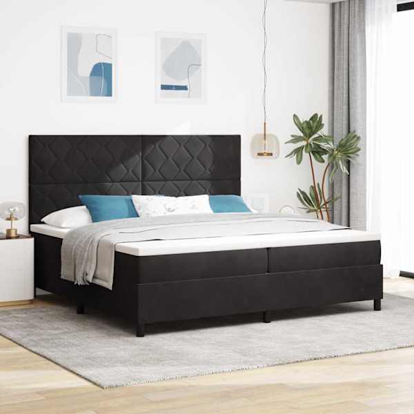Kontinentaalvoodi koos madratsiga, must, 200 × 200 cm, samet — mudel 3339922