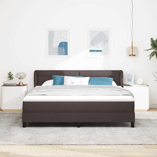 Kontinentaalvoodi koos madratsiga, tumepruun, 180 × 200 cm, kangas — mudel 3339978