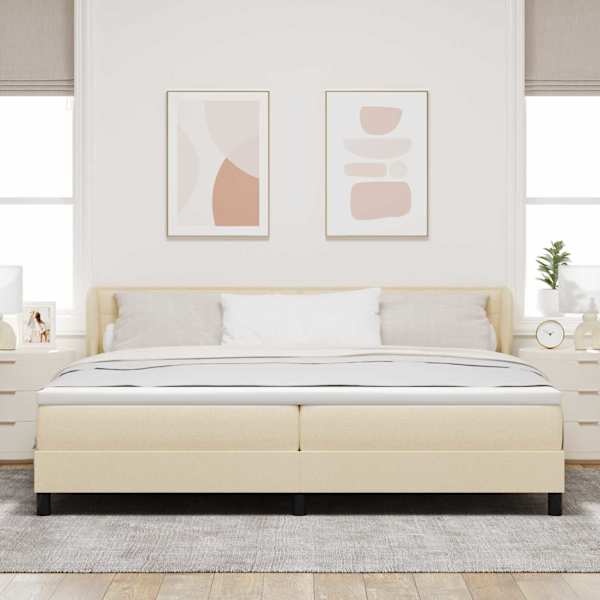 Kontinentaalvoodi koos 2 madratsiga, kreemjasvalge, 200 × 200 cm, kangas — mudel 3339987