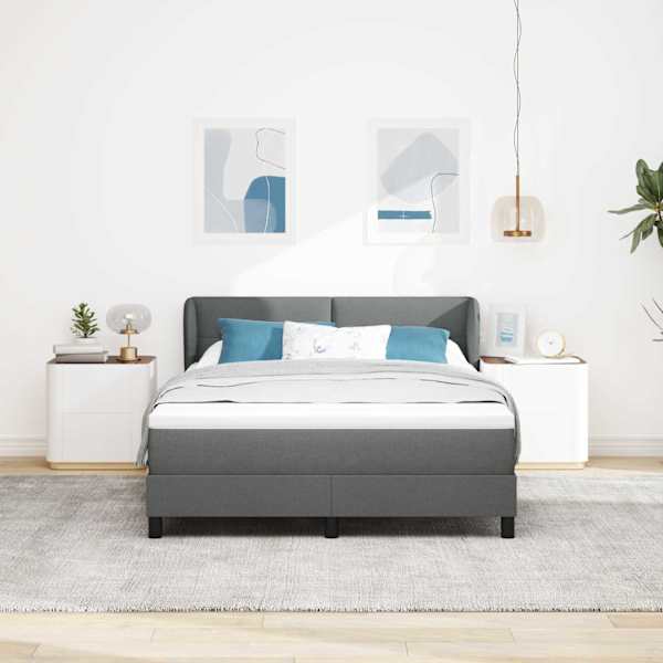 Kontinentaalvoodi koos madratsiga, tumehall, 160 × 200 cm, kangas — mudel 3340032