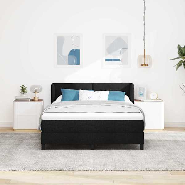 Kontinentaalvoodi koos madratsiga, must, 160 × 200 cm, kangas — mudel 3340033