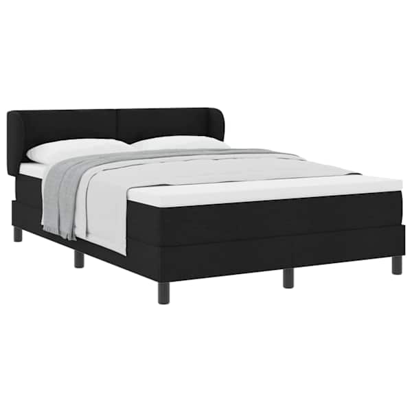 Kontinentaalvoodi koos madratsiga, must, 160 × 200 cm, kangas — mudel 3340033