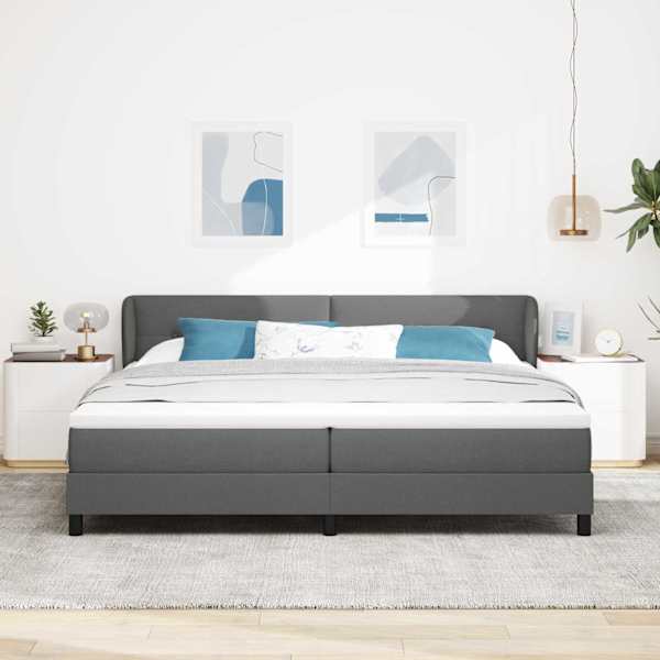 Kontinentaalvoodi koos 2 madratsiga, tumehall, 200 × 200 cm, kangas — mudel 3340046