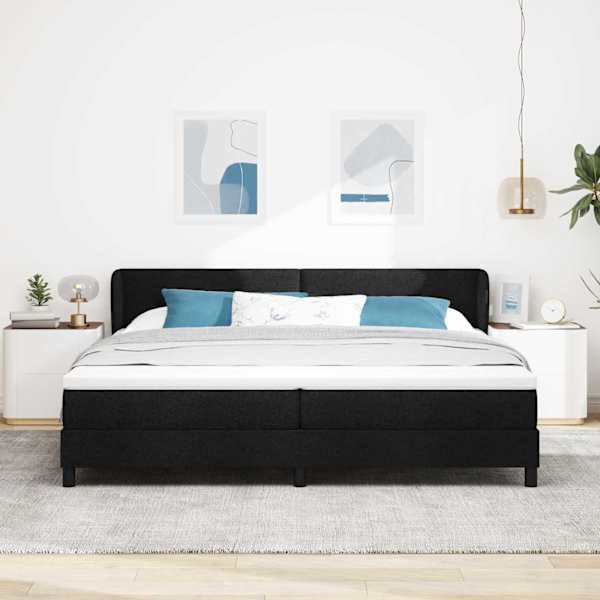 Kontinentaalvoodi koos 2 madratsiga, must, 200 × 200 cm, kangas — mudel 3340047