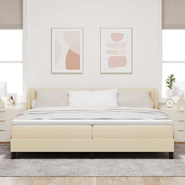 Kontinentaalvoodi koos 2 madratsiga, kreemjasvalge, 200 × 200 cm, kangas — mudel 3340050