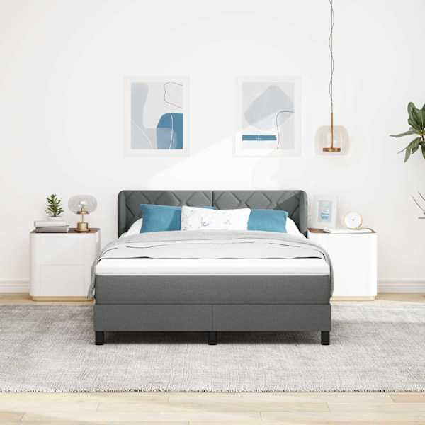 Kontinentaalvoodi koos madratsiga, tumehall, 140 × 200 cm, kangas — mudel 3340088