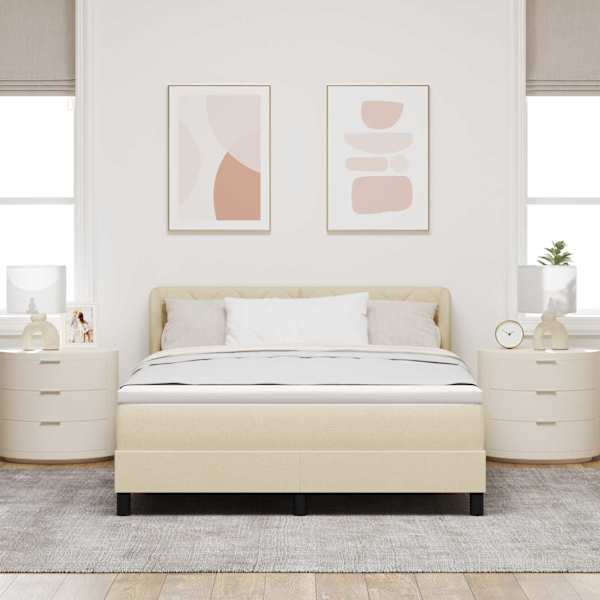 Kontinentaalvoodi koos madratsiga, kreemjasvalge, 160 × 200 cm, kangas — mudel 3340099