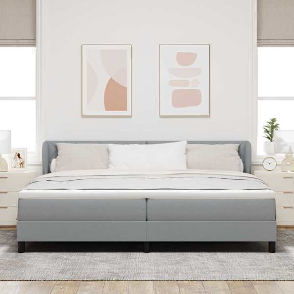 Kontinentaalvoodi koos madratsiga, helehall, 200 × 200 cm, kangas — mudel 3340108